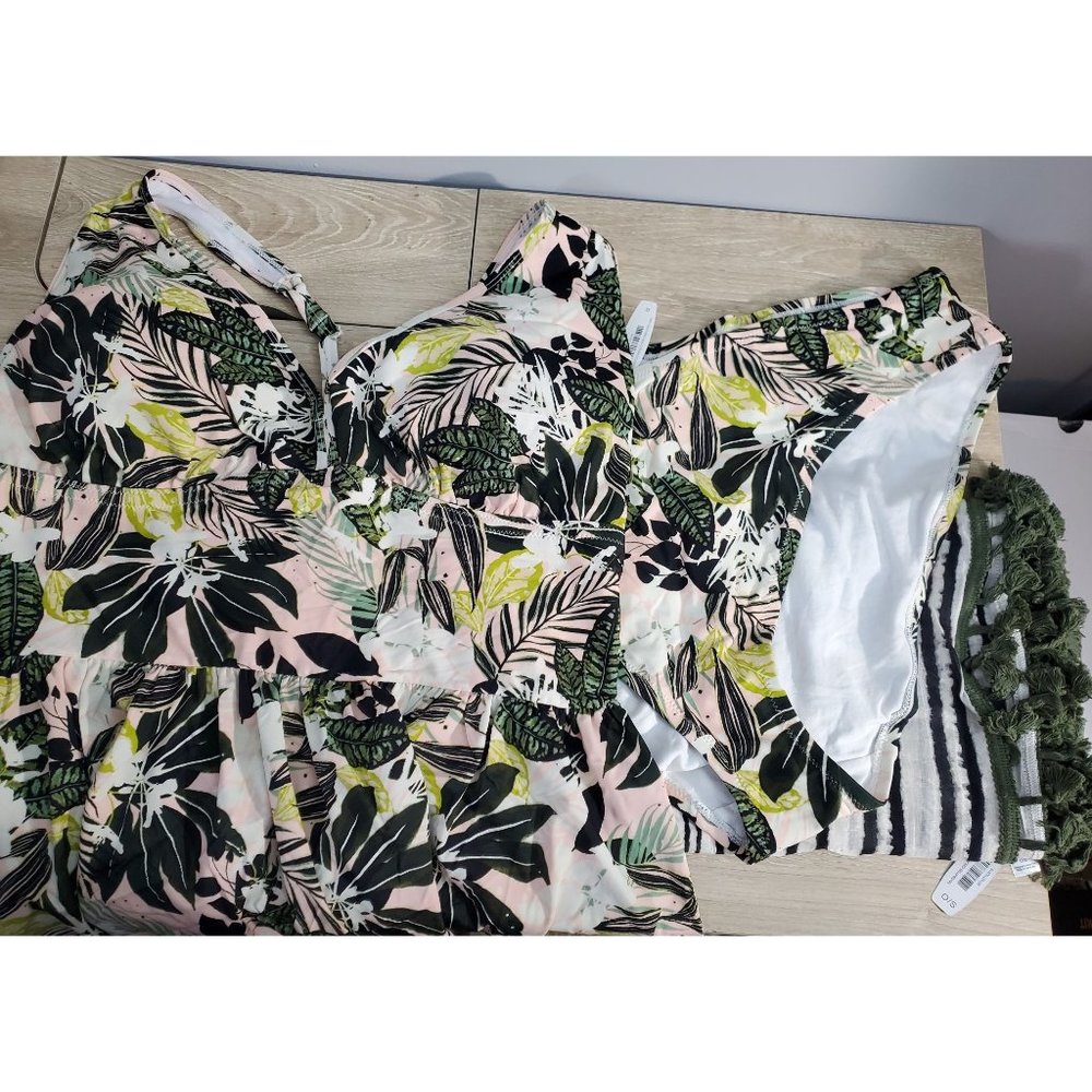 Adore Me Paradise Jungle Tankini Swimsuit Womens Plus Size 4X w/coverup New